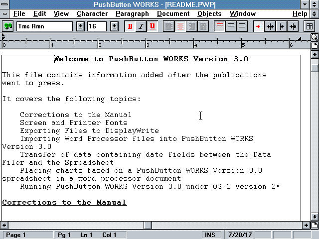 PushButton Works - Word Processor